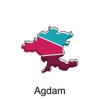 Agdam ville république de Azerbaïdjan carte vecteur illustration, vecteur modèle avec contour graphique esquisser style isolé sur blanc Contexte