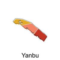 carte de yanbu coloré moderne vecteur conception modèle, nationale les frontières et important villes illustration
