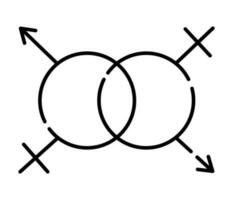 lgbt mariage signe, femelle Vénus et Masculin Mars symbole, vecteur noir ligne icône