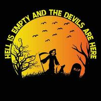 enfer est vide et les diables sont ici Halloween T-shirt conception vecteur