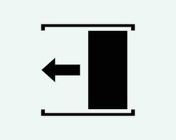 glissement porte ouvert la gauche côté faire glisser sortie chemin signalisation noir blanc silhouette signe symbole icône graphique clipart ouvrages d'art illustration pictogramme vecteur