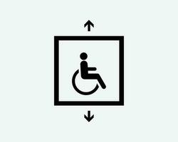 désactiver ascenseur handicap ascenseur fauteuil roulant accès signalisation noir blanc silhouette signe symbole icône clipart graphique ouvrages d'art pictogramme illustration vecteur