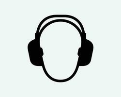 portant casque de musique plus de tête silencieux oreille protection la musique noir blanc silhouette signe symbole icône clipart graphique ouvrages d'art pictogramme illustration vecteur