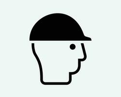 tête protection porter portant construction difficile chapeau casque noir blanc silhouette symbole icône signe graphique clipart ouvrages d'art illustration pictogramme vecteur