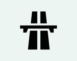 Autoroute voie express autoroute entre États autoroute route noir et blanc icône signe symbole vecteur ouvrages d'art clipart illustration