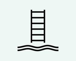 embarquement pilote échelle escaliers en haut vers le bas l'eau navire bateau noir blanc silhouette signe symbole icône clipart graphique ouvrages d'art pictogramme illustration vecteur