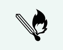 brûlant allumette lumière rencontre bâton Feu flamme brûler noir blanc silhouette symbole icône signe graphique clipart ouvrages d'art illustration pictogramme vecteur