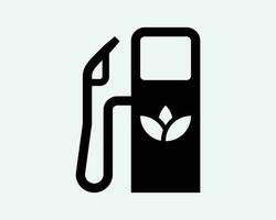 biocarburant icône. bio carburant gaz de l'essence éco feuille environnement amical vert renouvelable signe symbole noir ouvrages d'art graphique illustration clipart eps vecteur