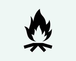 feu de camp icône feu camping bon camp bois Feu flammes brûler vecteur noir blanc silhouette symbole signe graphique clipart ouvrages d'art illustration pictogramme