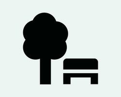 parc banc arbre chaise siège asseoir jardin paysage la nature les bois noir et blanc icône signe symbole vecteur ouvrages d'art clipart illustration