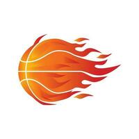 basketball Balle dans flamboyant Feu élément emblème logo avec pente Couleur vecteur conception illustration modèle gratuit modifiable