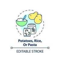 icône de concept de pommes de terre, de riz ou de pâtes vecteur