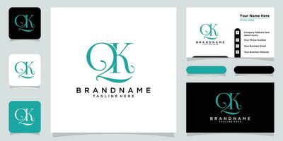 initiale lettre qk logo conception modèle avec affaires carte conception vecteur