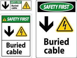 sécurité premier signe enterré câble avec vers le bas La Flèche et électrique choc symbole vecteur