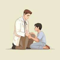 vecteur de une médecin examiner une garçons main avec une stéthoscope