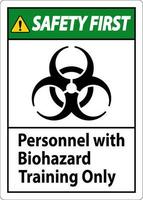 sécurité premier étiquette personnel avec Danger biologique formation seulement vecteur