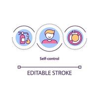 icône de concept de contrôle de soi. gestion personnelle pour l'équilibre travail-vie. santé mentale. illustration de ligne mince d'idée de réglementation de comportement. dessin de couleur rvb contour isolé vectoriel. trait modifiable vecteur