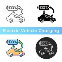 icône de rechargement. moyen de recharger un véhicule électrique pour garder sa batterie en bonne santé et bien fonctionner. transport écologique. styles de couleurs linéaires noir et rvb. illustrations vectorielles isolées vecteur