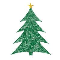 Noël vert main tiré arbre vecteur