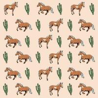 occidental vecteur illustration cheval et cactus pour marchandise