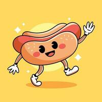 dessin animé content Hot-dog vecteur