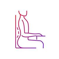 icône de vecteur linéaire dégradé de position assise non naturelle. posture de lordose lombaire accrue. Chaise à angle de 90 degrés. symboles de couleur de ligne mince. pictogramme de style moderne. dessin de contour isolé de vecteur