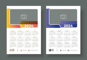 un page mur calendrier conception pour 2024. moderne mur calendrier conception 2024. minimaliste style calendrier. la semaine départs sur dimanche. vecteur disposition modèle .