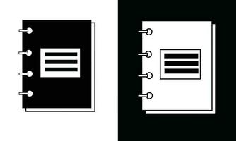 carnet icône vecteur. carnet silhouette. école Provisions icône vecteur. retour à école concept. apprentissage et éducation icône. plat vecteur dans noir et blanche.