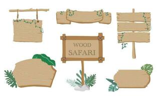 bois bannière collection de safari Contexte set.editable vecteur illustration pour anniversaire invitation, carte postale et autocollant