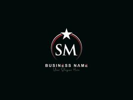 minimaliste cercle sm logo icône, monogramme luxe sm Royal étoile logo modèle vecteur