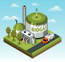 biogaz usine isométrique objet vecteur