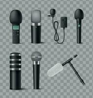 microphones réaliste ensemble vecteur