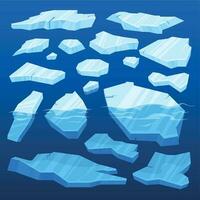 congelé Arctique fissuré la glace icône ensemble vecteur