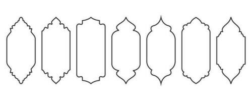 Ramadan fenêtre et porte formes cadres. islamique arches avec ornement. Oriental conception éléments. arabesque et turc Étiquettes. vecteur décor ensemble