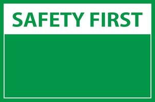 sécurité premier signe sur vert arrière-plan, construction concept, vecteur illustration.