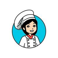 content chef fille Facile vecteur logo illustration