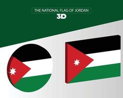 le drapeau national 3d de la conception de vecteur de jordanie