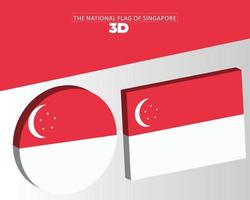 le drapeau national 3d de la conception de vecteur de singapour