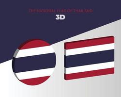 le drapeau national 3d de la conception de vecteur de thaïlande