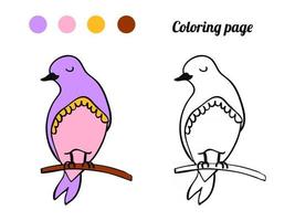illustration d'oiseau mignon. coloriage ou livre pour bébé. vecteur