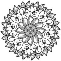 action de grâces mandala avec dinde et fleur, méditatif coloration page vecteur