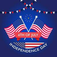 content 4e de juillet bannière- indépendance journée illustration avec américain drapeaux vecteur