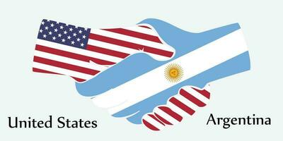 conception secouer mains. concept uni États et Argentine le naissance pays une bien contact, entreprise, voyage, transport et technologie. vecteur
