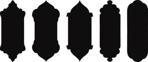 ensemble de noir et blanc silhouettes de islamique windows.arab Cadre set.ramadan kareem simbol icône. vecteur