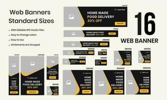 Accueil fabriqué nourriture livraison prestations de service la toile ensemble bannière vecteur