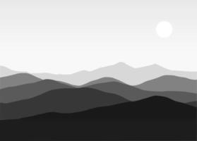 illustration de paysage coucher de soleil vecteur monochrome