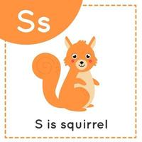 apprendre l'alphabet anglais pour les enfants. des lettres. écureuil de dessin animé mignon. vecteur