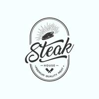 steak maison logo. ancien conception. Fait main caractères. vecteur illustration