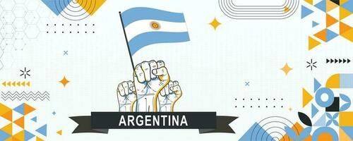 Argentine drapeau indépendance journée géométrique pays la toile bannière. entreprise abstrait Contexte conception avec drapeau thème. pays vecteur illustration