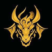 or dragon tête mascotte logo pour esport. or dragon T-shirt conception. or dragon logo. or dragon autocollant vecteur